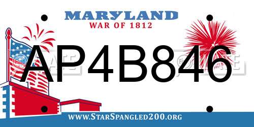 AP4B846 Maryland License Plate