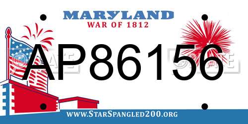 AP86156 Maryland License Plate