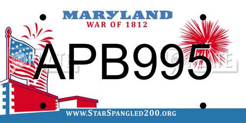 APB995 Maryland License Plate