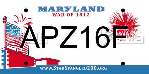 APZ16F Maryland License Plate