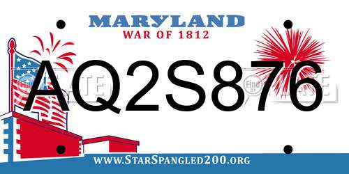 AQ2S876 Maryland License Plate