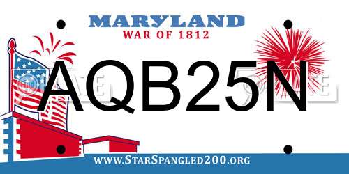 AQB25N Maryland License Plate