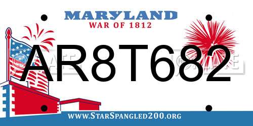AR8T682 Maryland License Plate