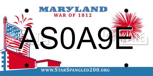 AS0A9E Maryland License Plate