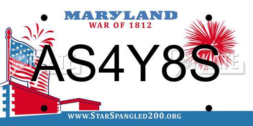 AS4Y8S Maryland License Plate