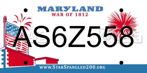AS6Z558 Maryland License Plate