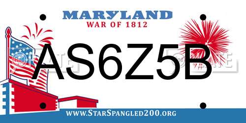AS6Z5B Maryland License Plate