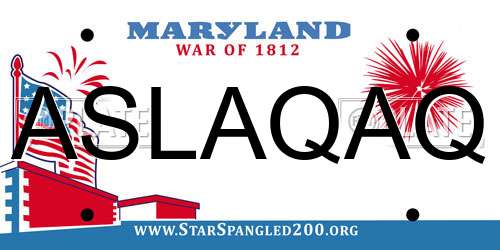 ASLAQAQ Maryland License Plate