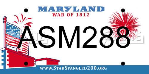 ASM288 Maryland License Plate