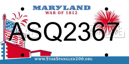 ASQ2367 Maryland License Plate