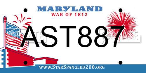 AST887 Maryland License Plate