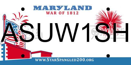 ASUW1SH Maryland License Plate