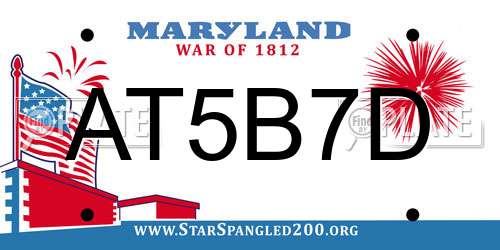 AT5B7D Maryland License Plate