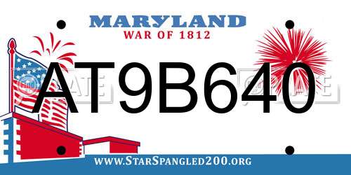AT9B640 Maryland License Plate