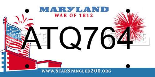 ATQ764 Maryland License Plate