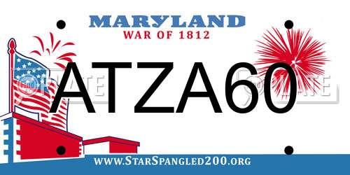 ATZA60 Maryland License Plate