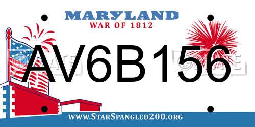 AV6B156 Maryland License Plate