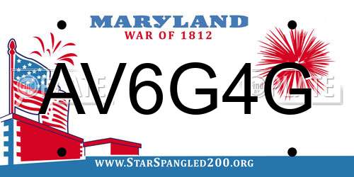 AV6G4G Maryland License Plate