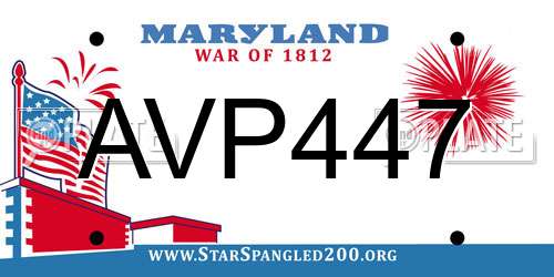 AVP447 Maryland License Plate