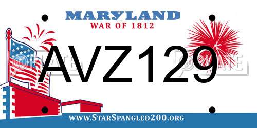 AVZ129 Maryland License Plate