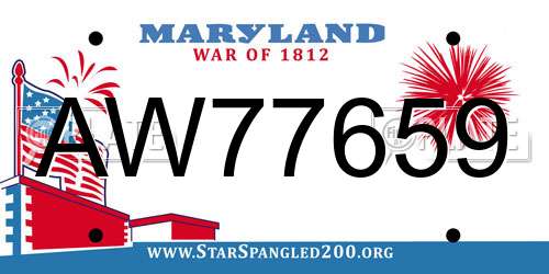 AW77659 Maryland License Plate