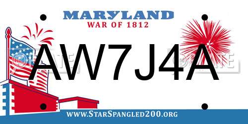 AW7J4A Maryland License Plate