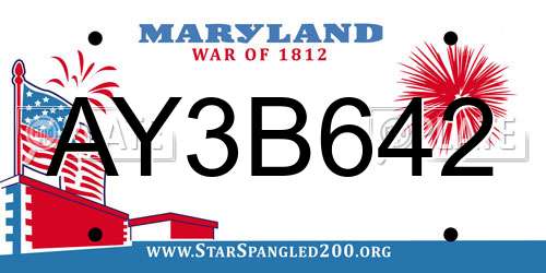 AY3B642 Maryland License Plate