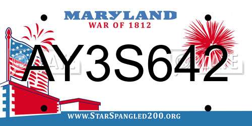 AY3S642 Maryland License Plate