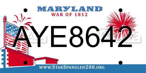 AYE8642 Maryland License Plate