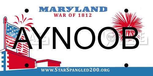 AYNOOB Maryland License Plate