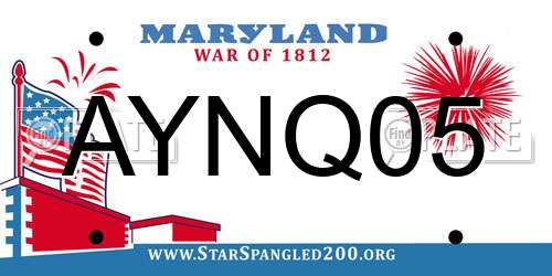 AYNQ05 Maryland License Plate