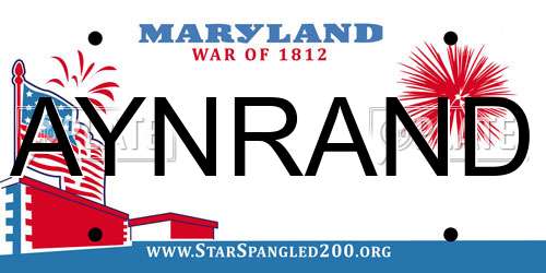 AYNRAND Maryland License Plate