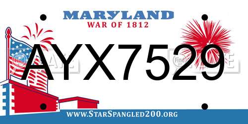 AYX7529 Maryland License Plate