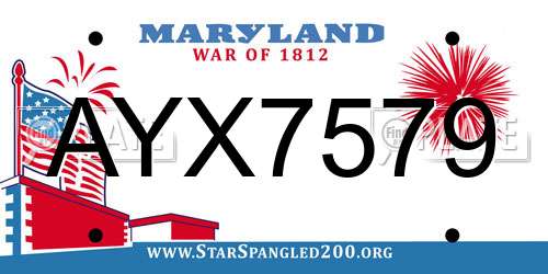 AYX7579 Maryland License Plate