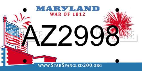 AZ2998 Maryland License Plate