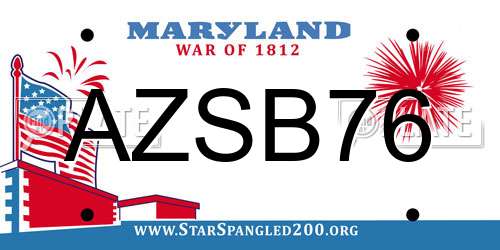 AZSB76 Maryland License Plate