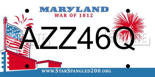 AZZ46Q Maryland License Plate