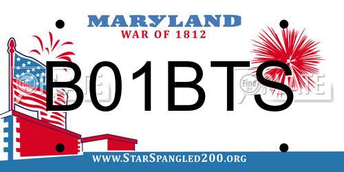 B01BTS Maryland License Plate