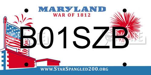 B01SZB Maryland License Plate