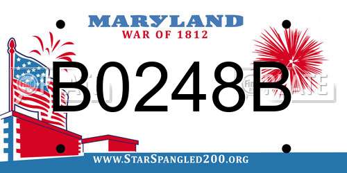 B0248B Maryland License Plate
