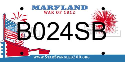 B024SB Maryland License Plate