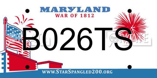 B026TS Maryland License Plate