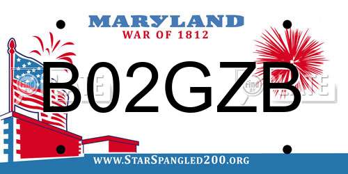 B02GZB Maryland License Plate