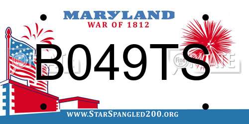 B049TS Maryland License Plate