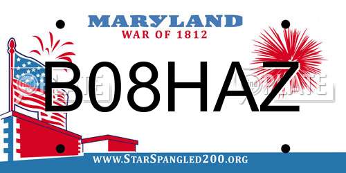 B08HAZ Maryland License Plate
