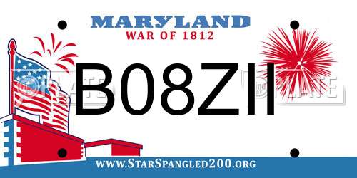 B08ZII Maryland License Plate