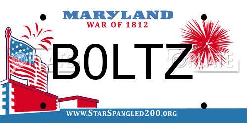 B0LTZ Maryland License Plate