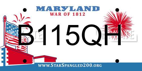 B115QH Maryland License Plate