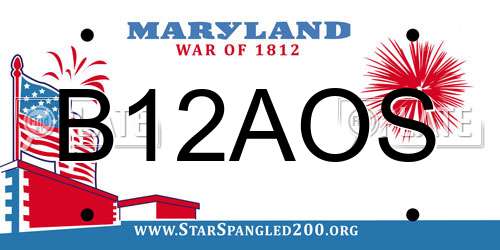 B12AOS Maryland License Plate