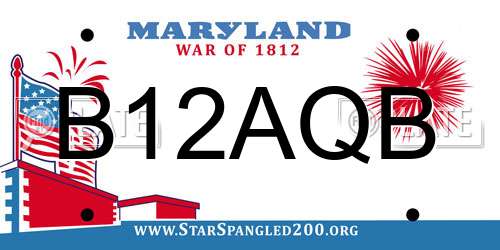 B12AQB Maryland License Plate